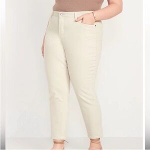 Old Navy NWT Cotton High-Waisted Button-Fly O.G. Straight Ankle Jeans Cream 18